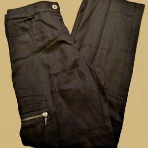 Cop Copine Delta Black Cargo Pants with Gold Embellishments